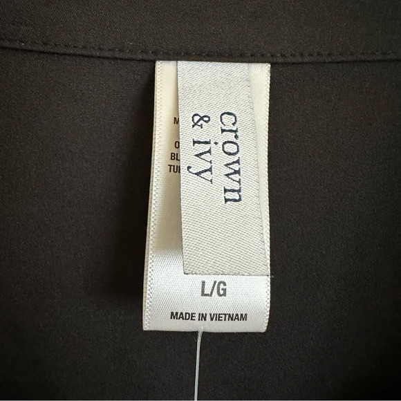 NWT Crown & Ivy Womens Large Black Button Up Swim Cover Up Shirt performance New - Picture 3 of 4